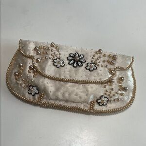 Vintage Satin Beaded Clutch